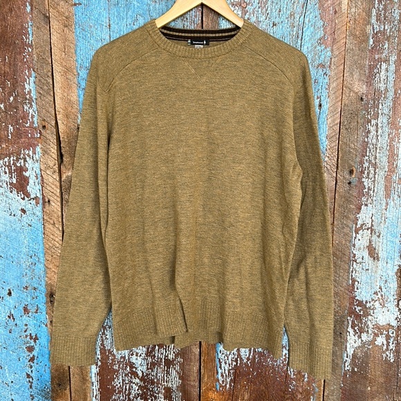 Smartwool Men’s Crew Sweater Crew Neck Size L Tan Heathered Merino Wool Blend - Picture 1 of 4